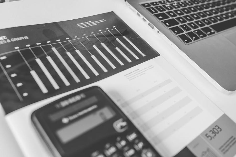 Financial charts and a calculator